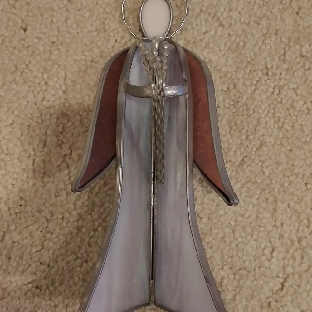 Stain glass Angel & Manger Scene